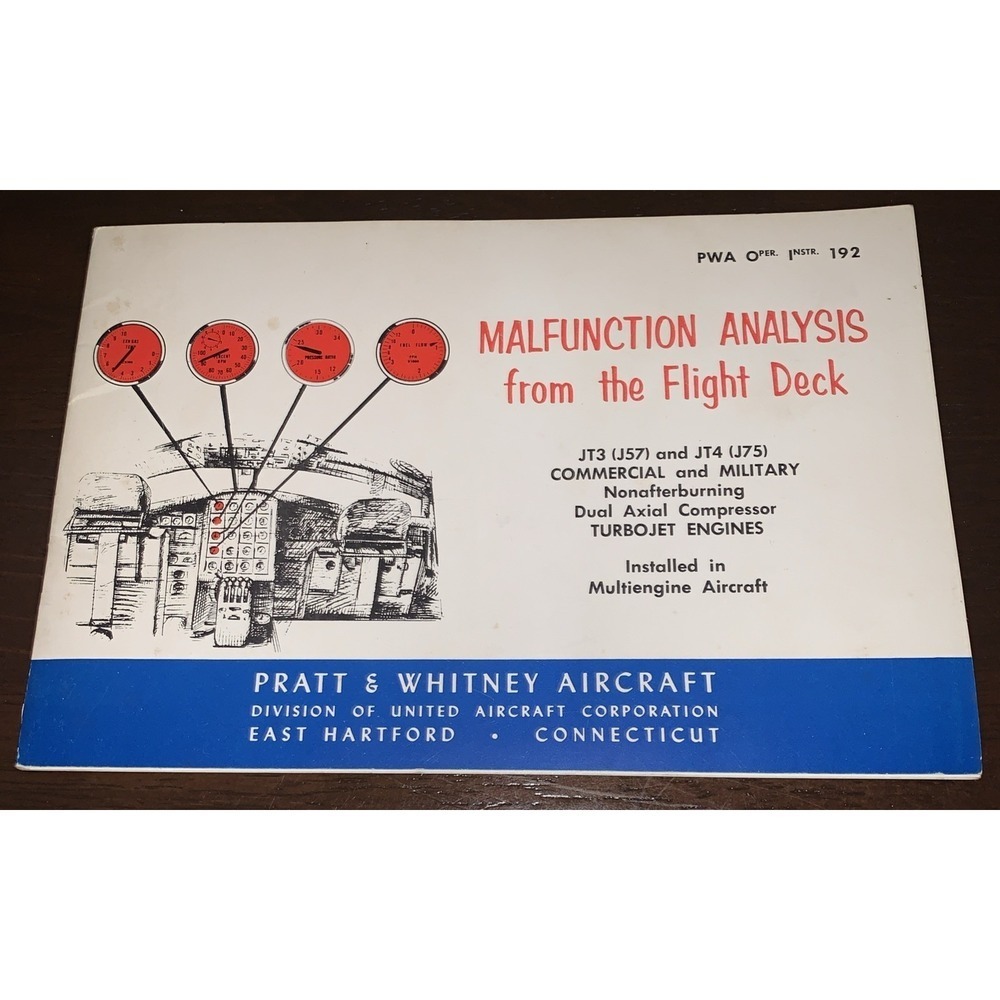 United 1963 Aircraft Pratt Whitney Flight Deck Malfunction Analysis VTG Booklet - Picture 1 of 5